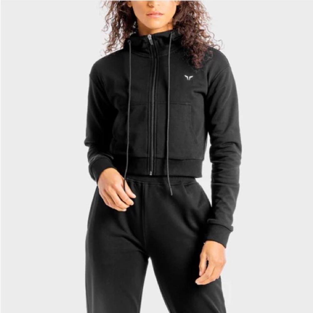 Squatwolf slim hoodie, sports bra & black loose fit joggers three piece plset